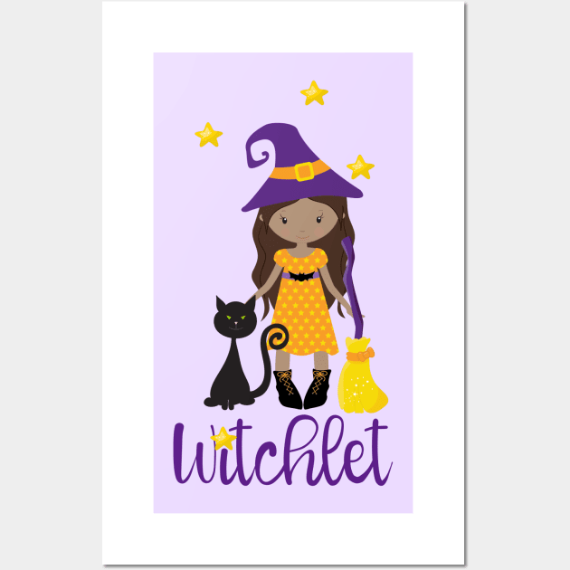 Witch Gift Black Cat and Broomstick Witchy Friendly Witch Design Wall Art by InnerMagic